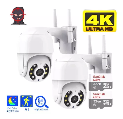 Kit 2 Camera IP wifi Icsee + 2 Cartão 32gb Cor Branco